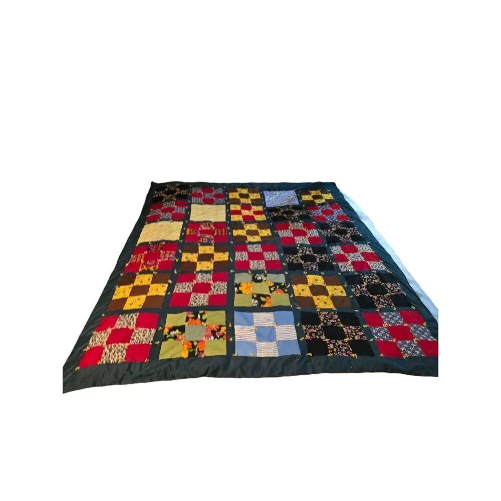 Vintage Handmade Patchwork Quilt Cottage Festival Blanket Bohemian Hippie